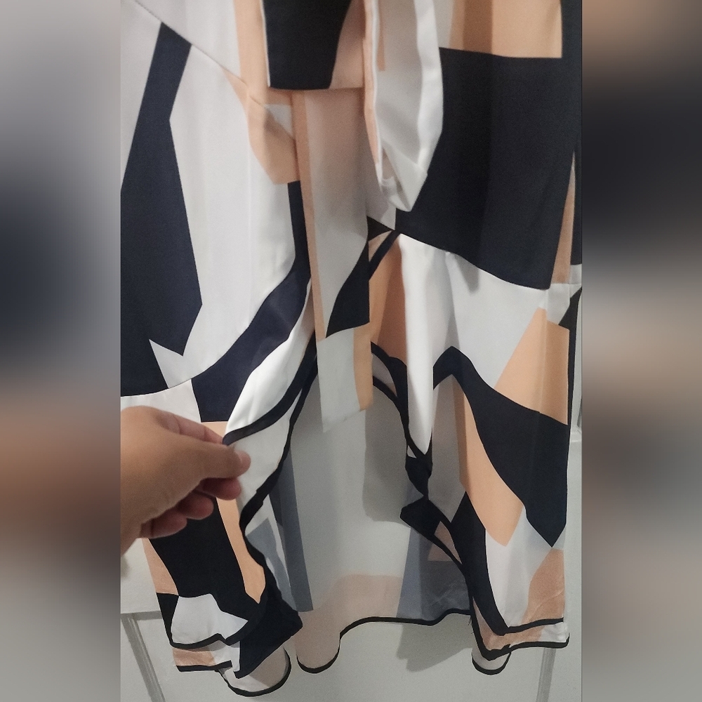 ✨ CHICME Tie-Front Asymmetrical Sundress in Geometric Print - Size XL 🌸 - Picture 4 of 6
